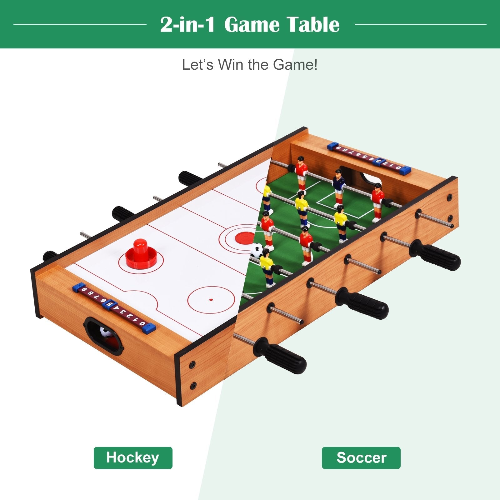 2 in 1 In/Outdoor Air Hockey Foosball Game Table, Brown Game Room   at Gallery Canada