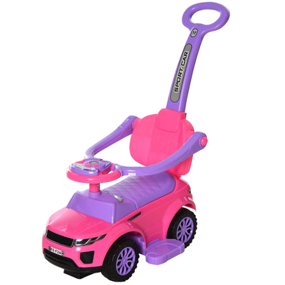 Toddler Ride-On Push Car Stroller with Horn, Music, Lights, Secure Bar - Pink Push Cars for Toddlers Pink and Purple  at Gallery Canada