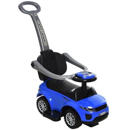 2 In 1 Kid Ride on Push Car Stroller Sliding Ride on Car with Horn Music Light Function Secure Bar Ride on Toy for Boy Girl Toddlers 1-3 Years Old Blue - Gallery Canada