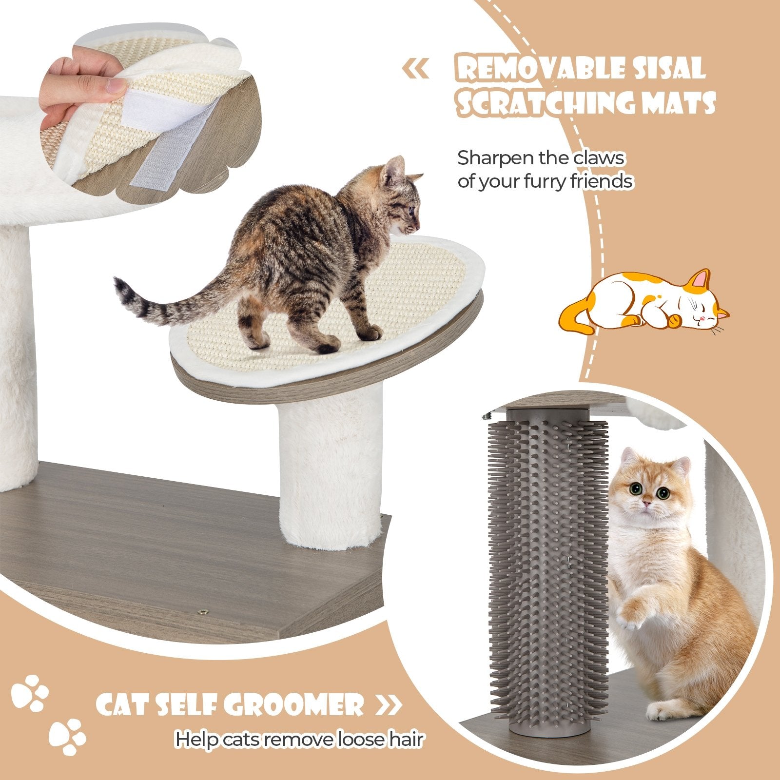 2-in-1 Modern Cat Tower with Litter Box Enclosure for Indoor Cars, Gray Cat Trees Condos & Scratchers   at Gallery Canada