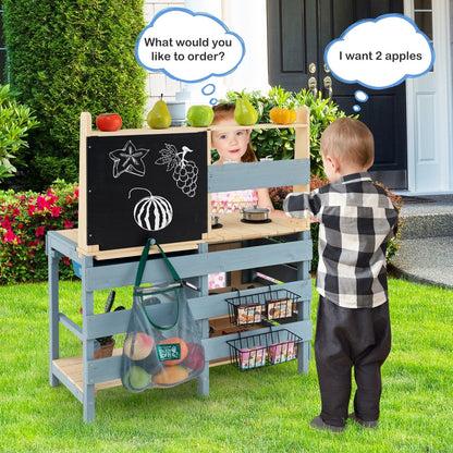 2-In-1 Outdoor Mud Kitchen with Faucet and Extra Chalkboard, Natural Play Kitchen Sets   at Gallery Canada