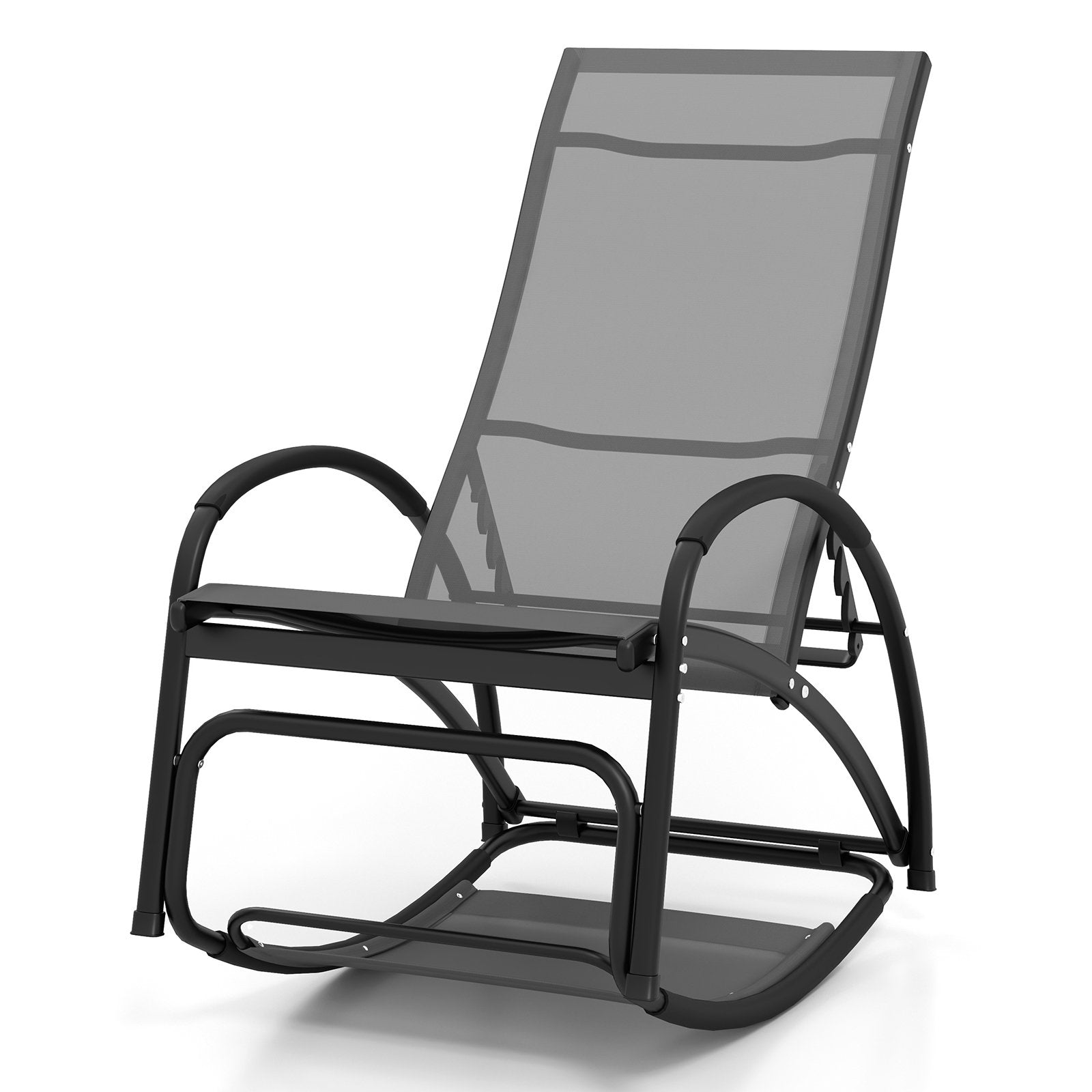 2-in-1 Outdoor Rocking Chair with 4-Position Adjustable Backrest for Patio Porch Poolside, Gray Patio Rocking Chairs & Gliders   at Gallery Canada