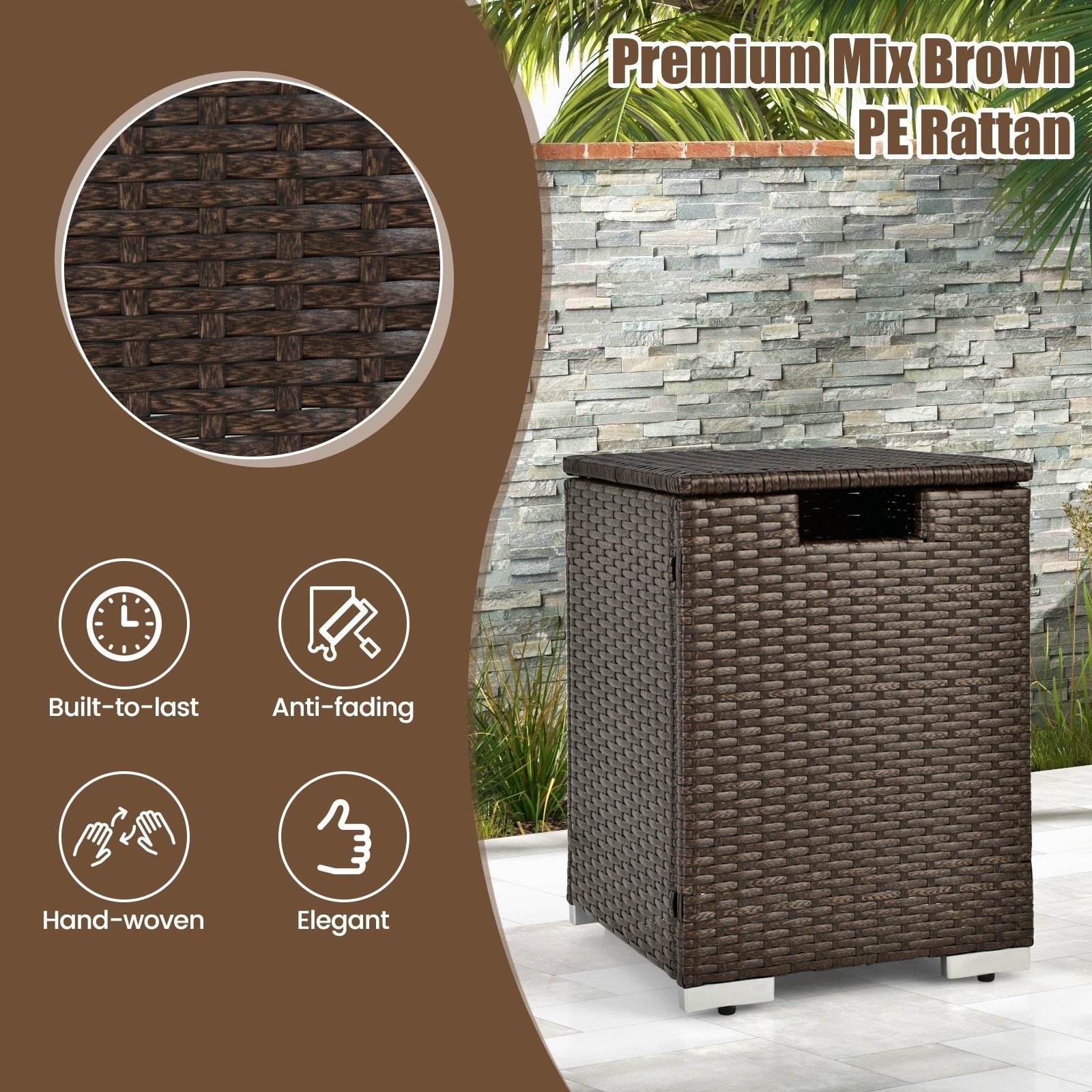 2-in-1 Patio Rattan Gas Propane Tank Cover for 20 lbs Propane Tanks, Brown Fire Pits   at Gallery Canada