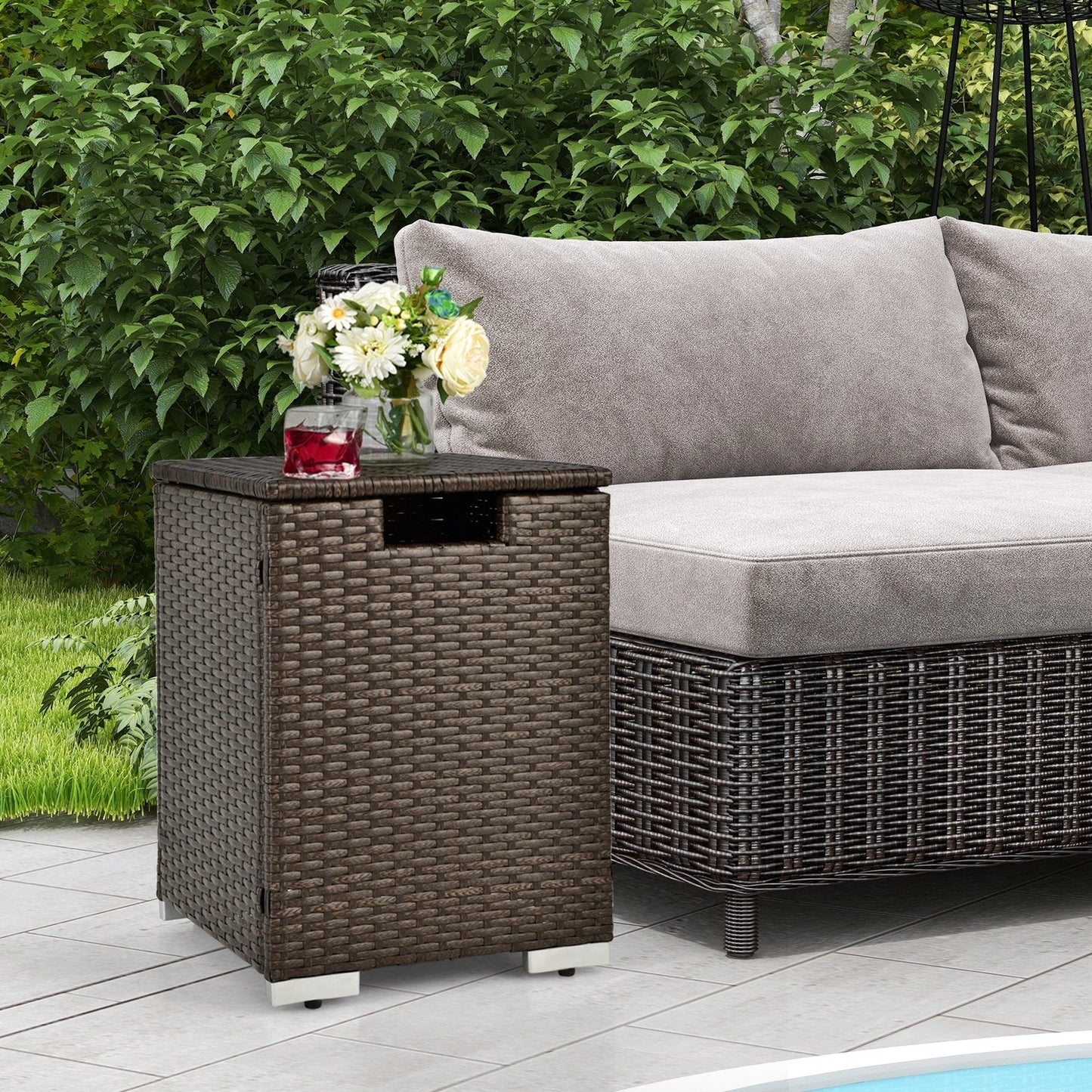 2-in-1 Patio Rattan Gas Propane Tank Cover for 20 lbs Propane Tanks, Brown Fire Pits   at Gallery Canada