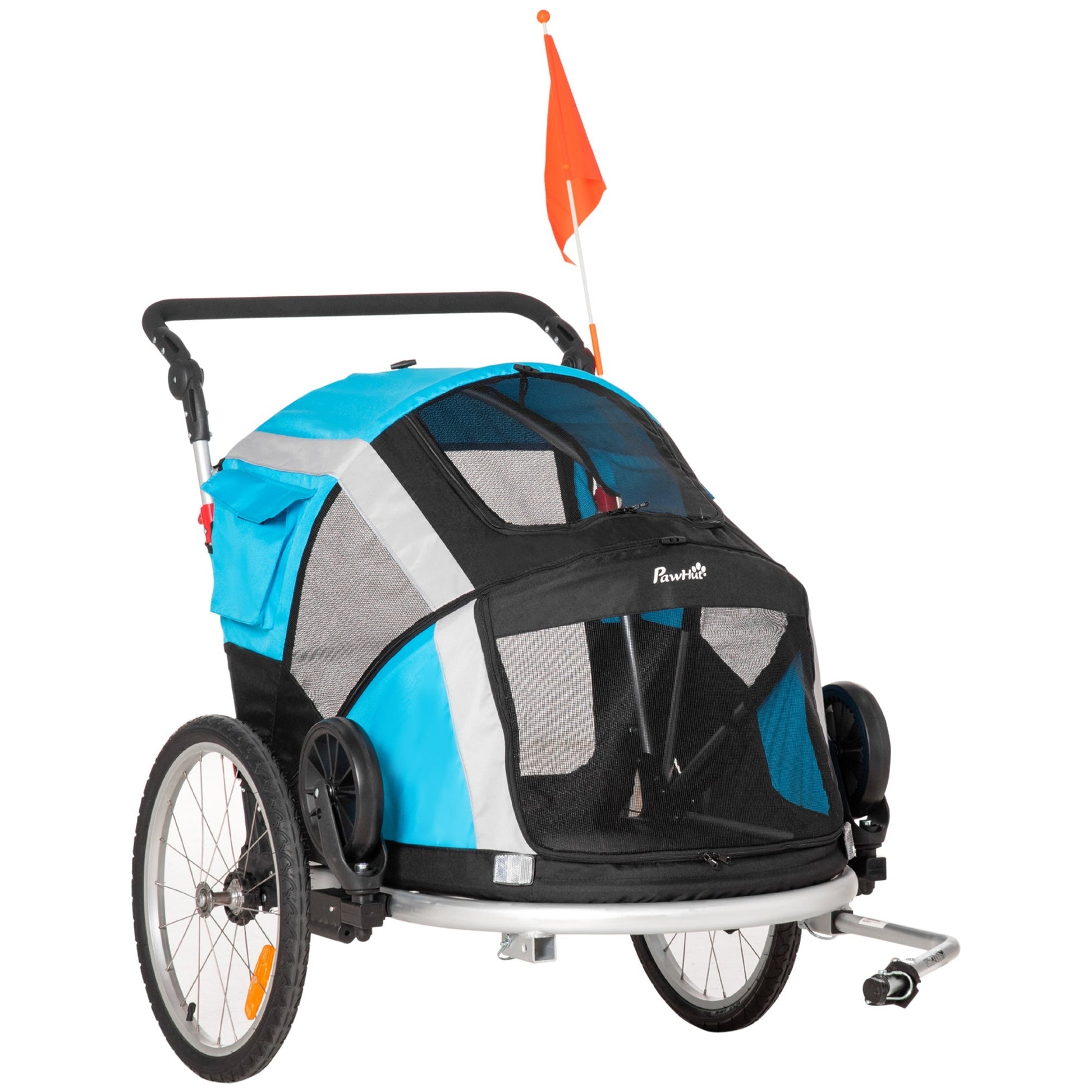 2-in-1 Pet Bike Trailer, Dog Stroller, Foldable Carrier with Wheels for Puppies, Cats, Camping, Hiking, Biking, Blue Dog Bike Trailers & Strollers Multi Colour  at Gallery Canada