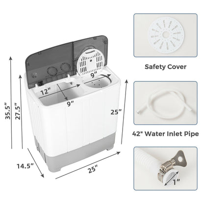 2-in-1 Portable 22lbs Capacity Washing Machine with Timer Control, Gray Washing Machines   at Gallery Canada