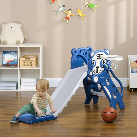 2 in 1 Slide for Toddlers, Kids Slide Playset with Basketball Hoop for 18-36 Months, Blue - Gallery Canada