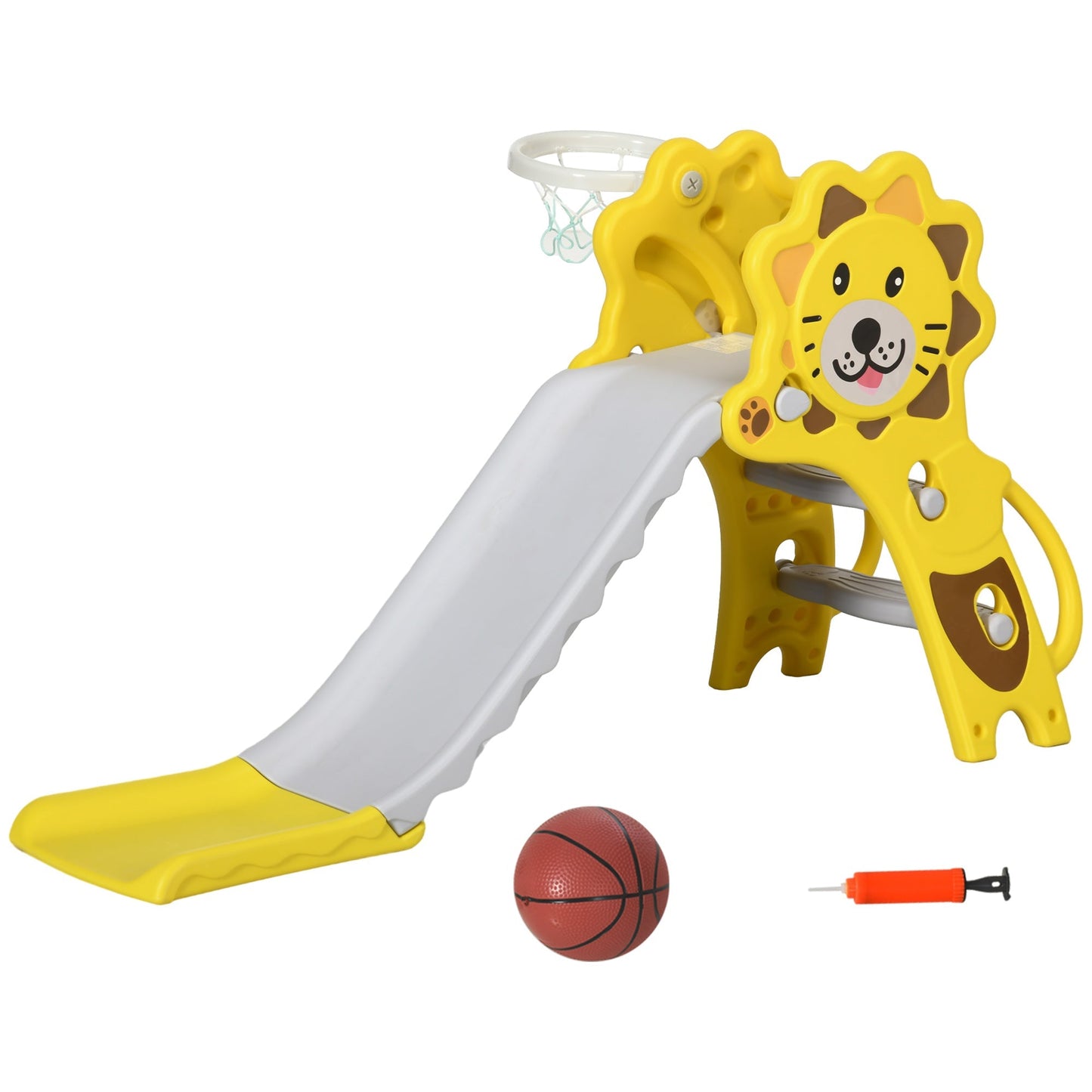 2 in 1 Slide for Toddlers, Kids Slide Playset with Basketball Hoop for 18-36 Months, Yellow Gym Sets & Swings Multi Colour  at Gallery Canada