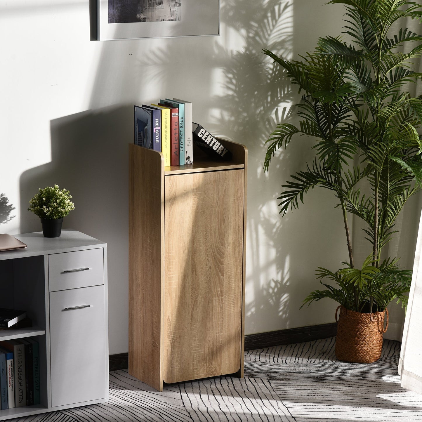 2 In 1 Storage Cabinet &; Dining Table 4-Tier Shelf w/ Drop Leaf Tabletop, Anti-toppling Design Bar Tables & Dining Tables   at Gallery Canada