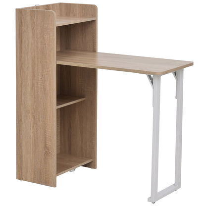 2 In 1 Storage Cabinet &; Dining Table 4-Tier Shelf w/ Drop Leaf Tabletop, Anti-toppling Design Bar Tables & Dining Tables   at Gallery Canada