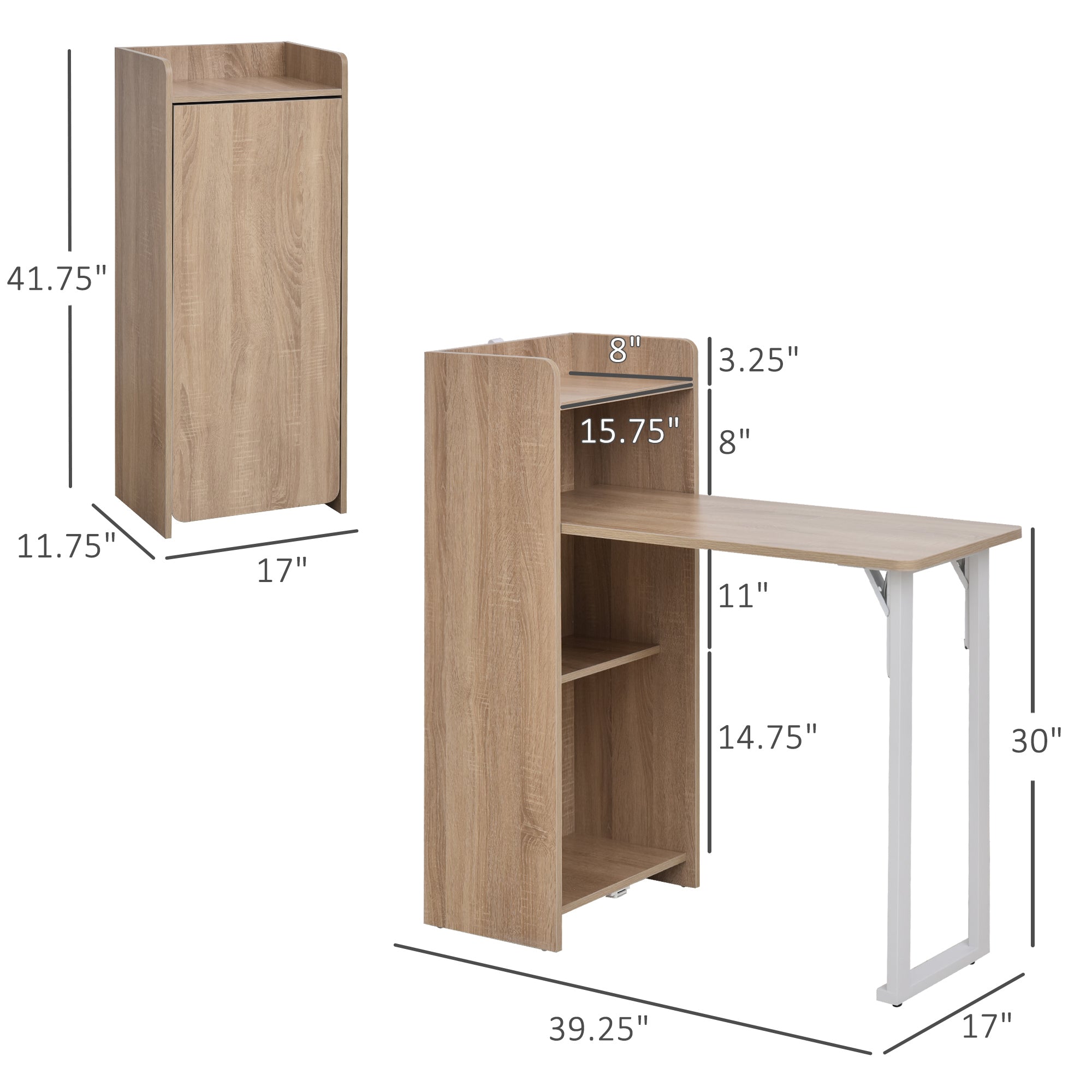 2 In 1 Storage Cabinet &; Dining Table 4-Tier Shelf w/ Drop Leaf Tabletop, Anti-toppling Design Bar Tables & Dining Tables Multi Colour  at Gallery Canada