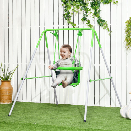 2 in 1 Swing Set for Toddlers with Safety Harness for 3-36 Months