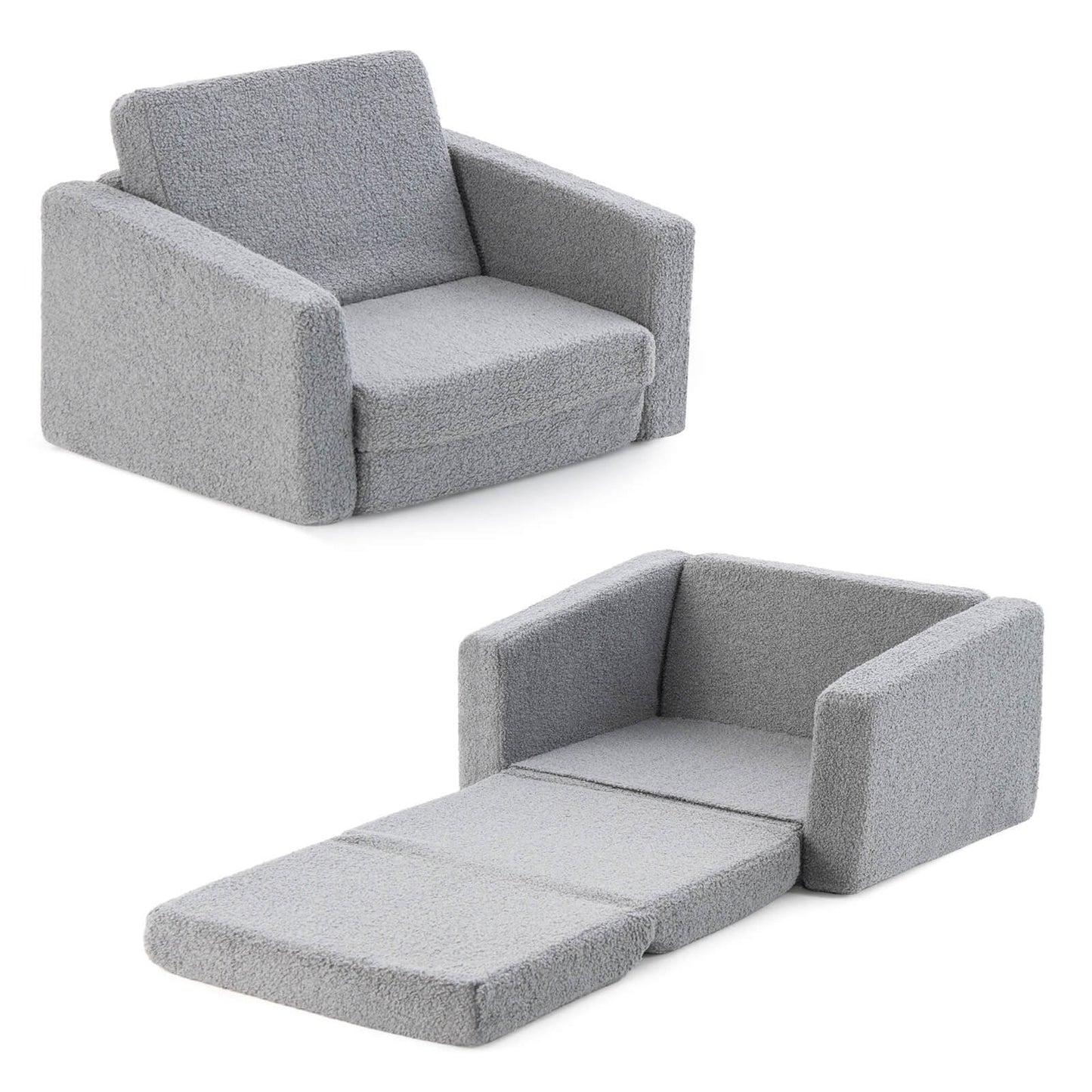 2-in-1 Toddler Fold out Couch, Gray Kids Chairs & Seating   at Gallery Canada