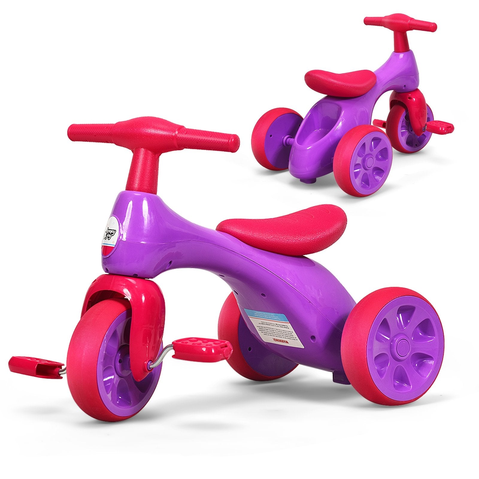 2 in 1 Toddler Tricycle Balance Bike Scooter Kids Riding Toys w/ Sound & Storage, Pink Balance Bikes   at Gallery Canada