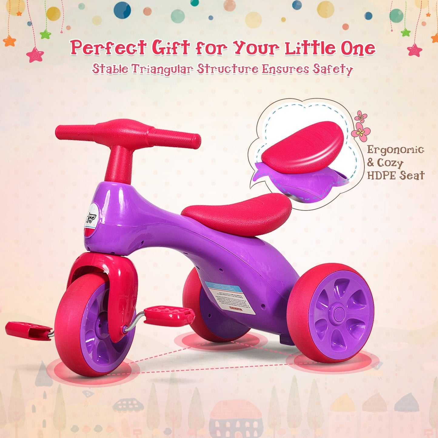 2 in 1 Toddler Tricycle Balance Bike Scooter Kids Riding Toys w/ Sound & Storage, Pink Balance Bikes   at Gallery Canada