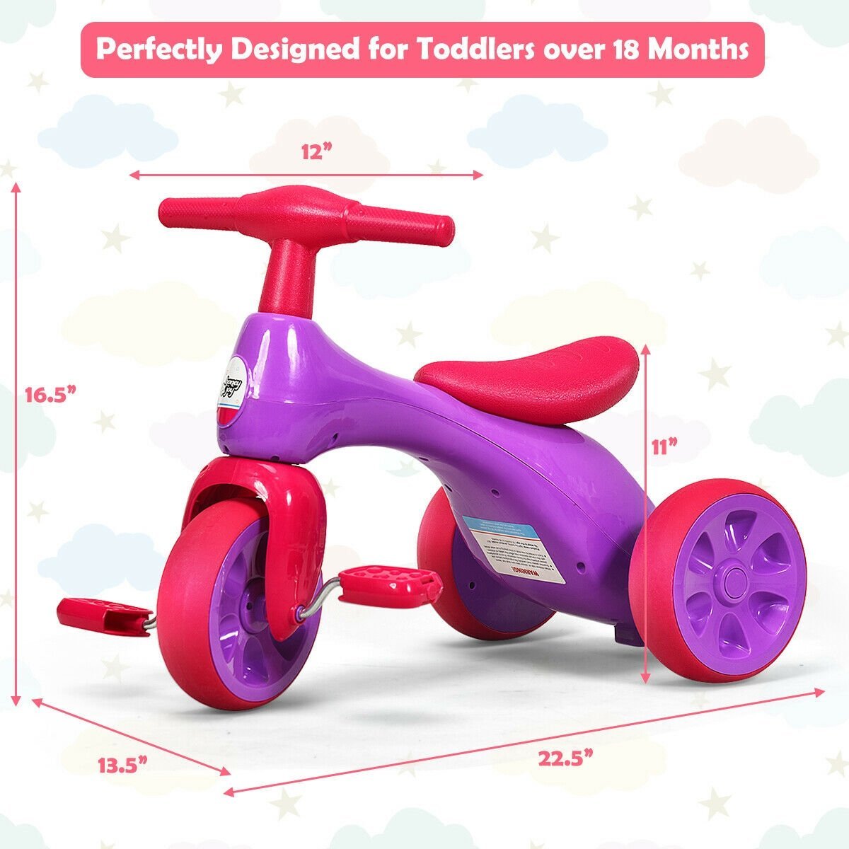 2 in 1 Toddler Tricycle Balance Bike Scooter Kids Riding Toys w/ Sound & Storage, Pink Balance Bikes   at Gallery Canada