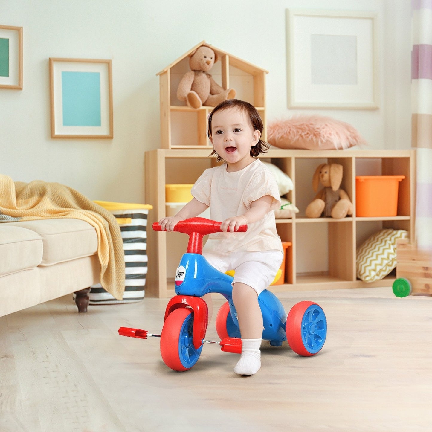 2 in 1 Toddler Tricycle Balance Bike Scooter Kids Riding Toys w/ Sound & Storage, Red Balance Bikes   at Gallery Canada