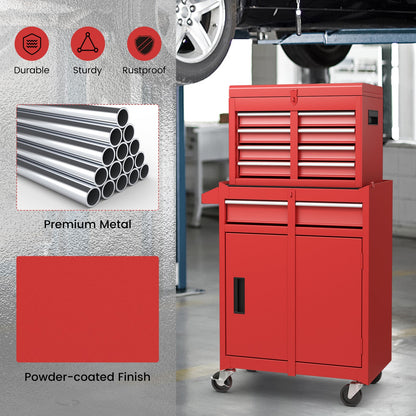 2-in-1 Tool Chest and Cabinet with 5 Sliding Drawers, Red Garages   at Gallery Canada