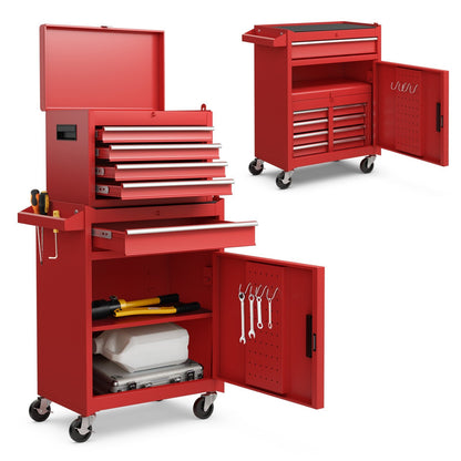 2-in-1 Tool Chest and Cabinet with 5 Sliding Drawers, Red Garages   at Gallery Canada