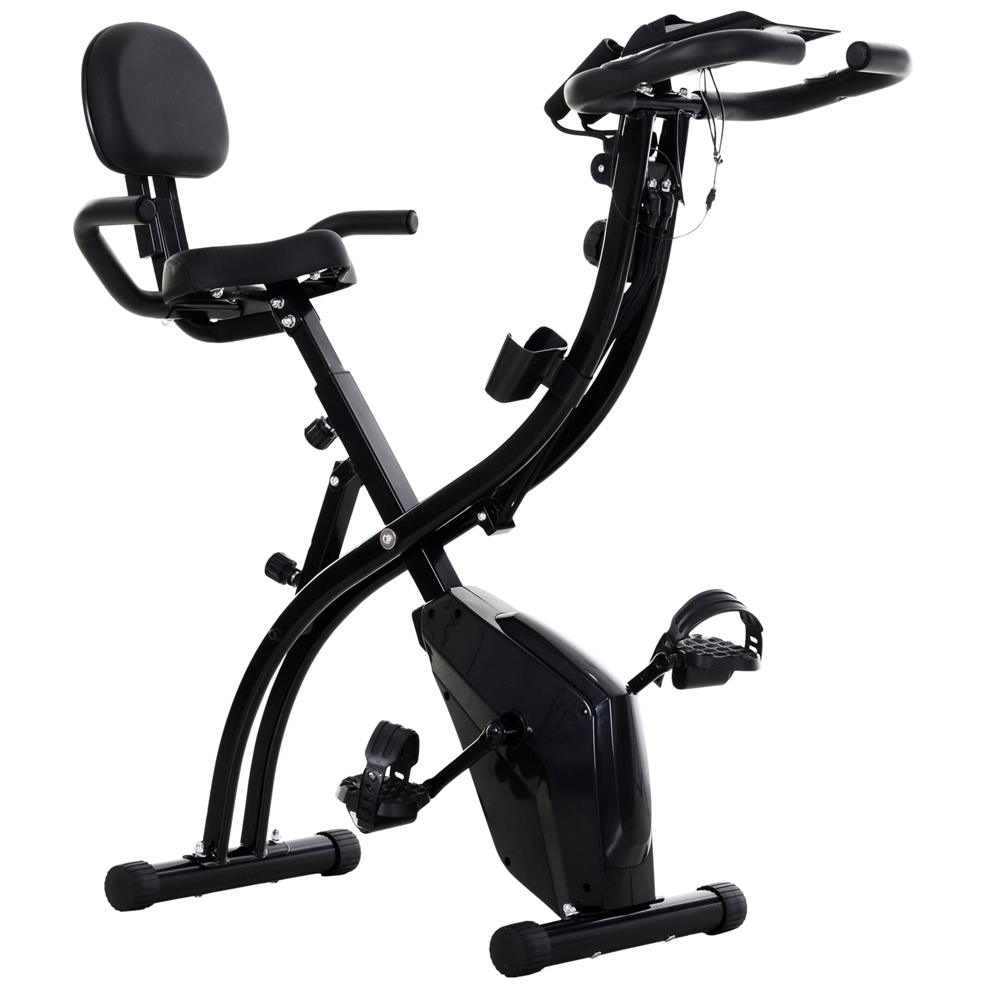 2 in 1 Upright Exercise Bike Stationary Foldable Magnetic Recumbent Cycling with Arm Resistance Bands Black Exercise & Stationary Bikes   at Gallery Canada