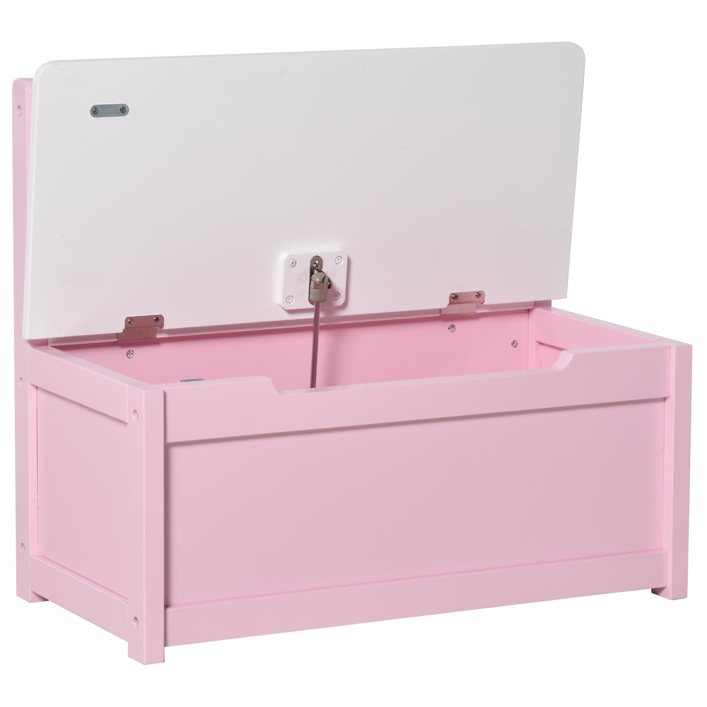 2-IN-1 Wooden Kids Toy Box Storage Bench Seat Chest Cabinet Chunk Cube with Safety Pneumatic Rod Pink Baby & Kids Storage   at Gallery Canada