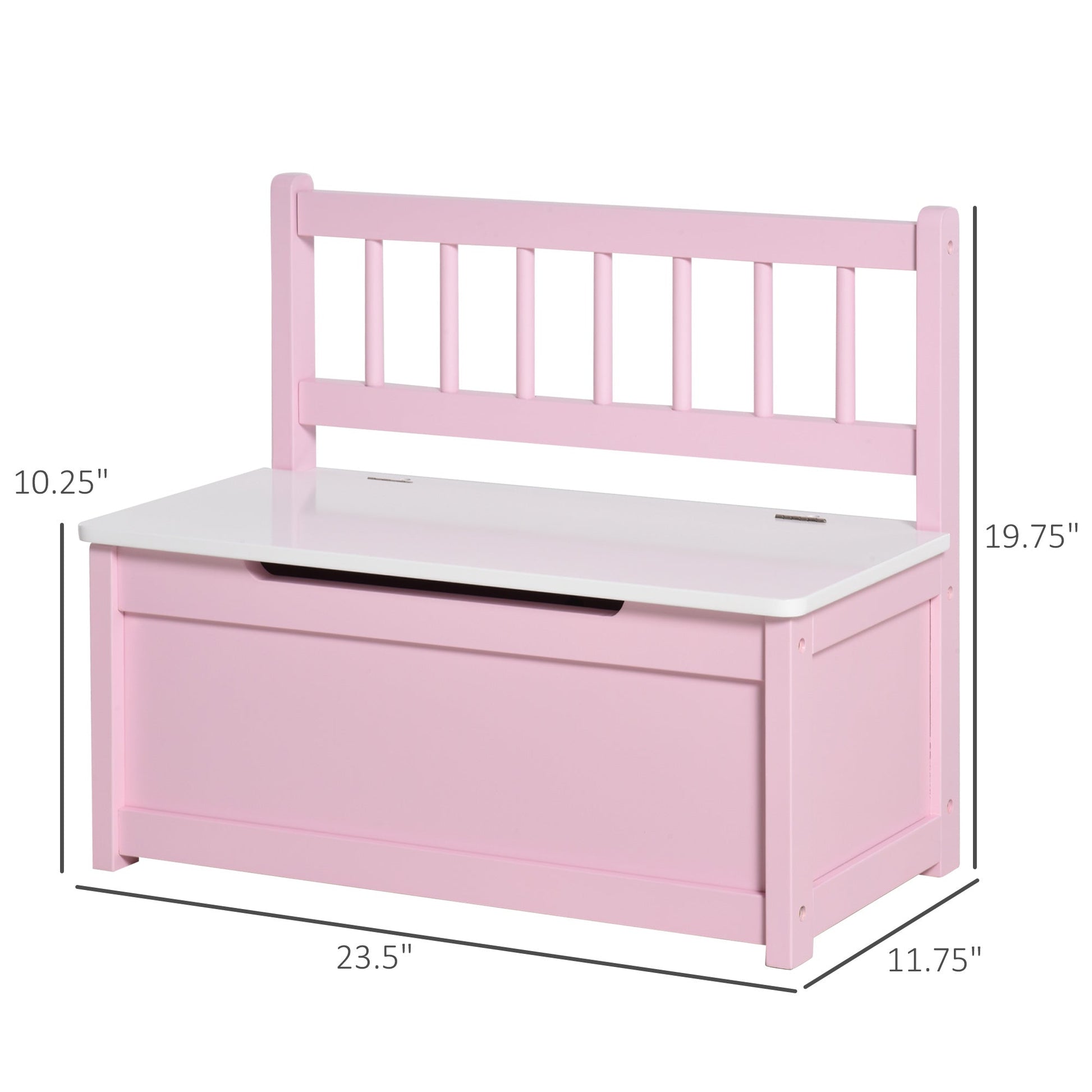 2-IN-1 Wooden Kids Toy Box Storage Bench Seat Chest Cabinet Chunk Cube with Safety Pneumatic Rod Pink Baby & Kids Storage   at Gallery Canada