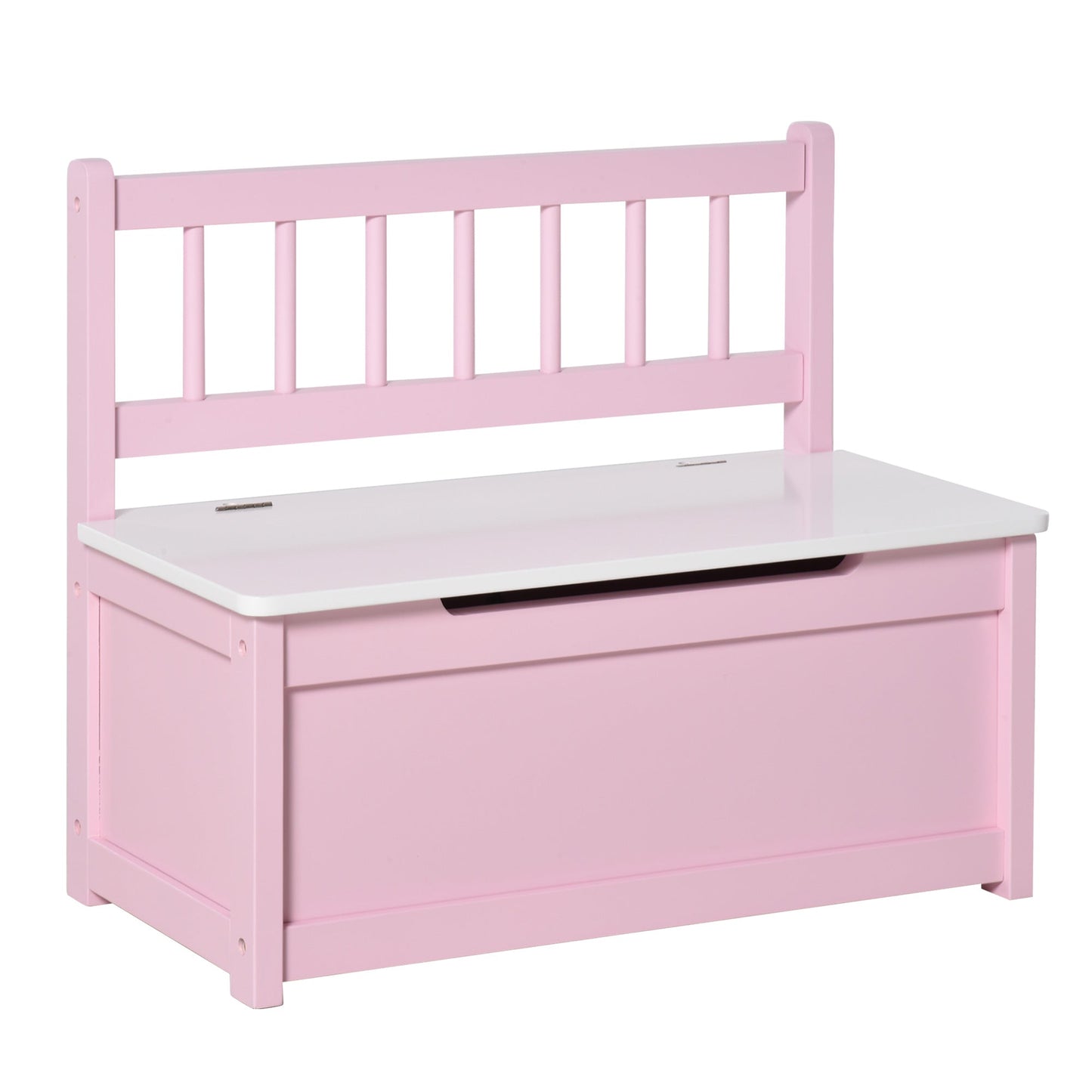 2-IN-1 Wooden Kids Toy Box Storage Bench Seat Chest Cabinet Chunk Cube with Safety Pneumatic Rod Pink Baby & Kids Storage Pink  at Gallery Canada