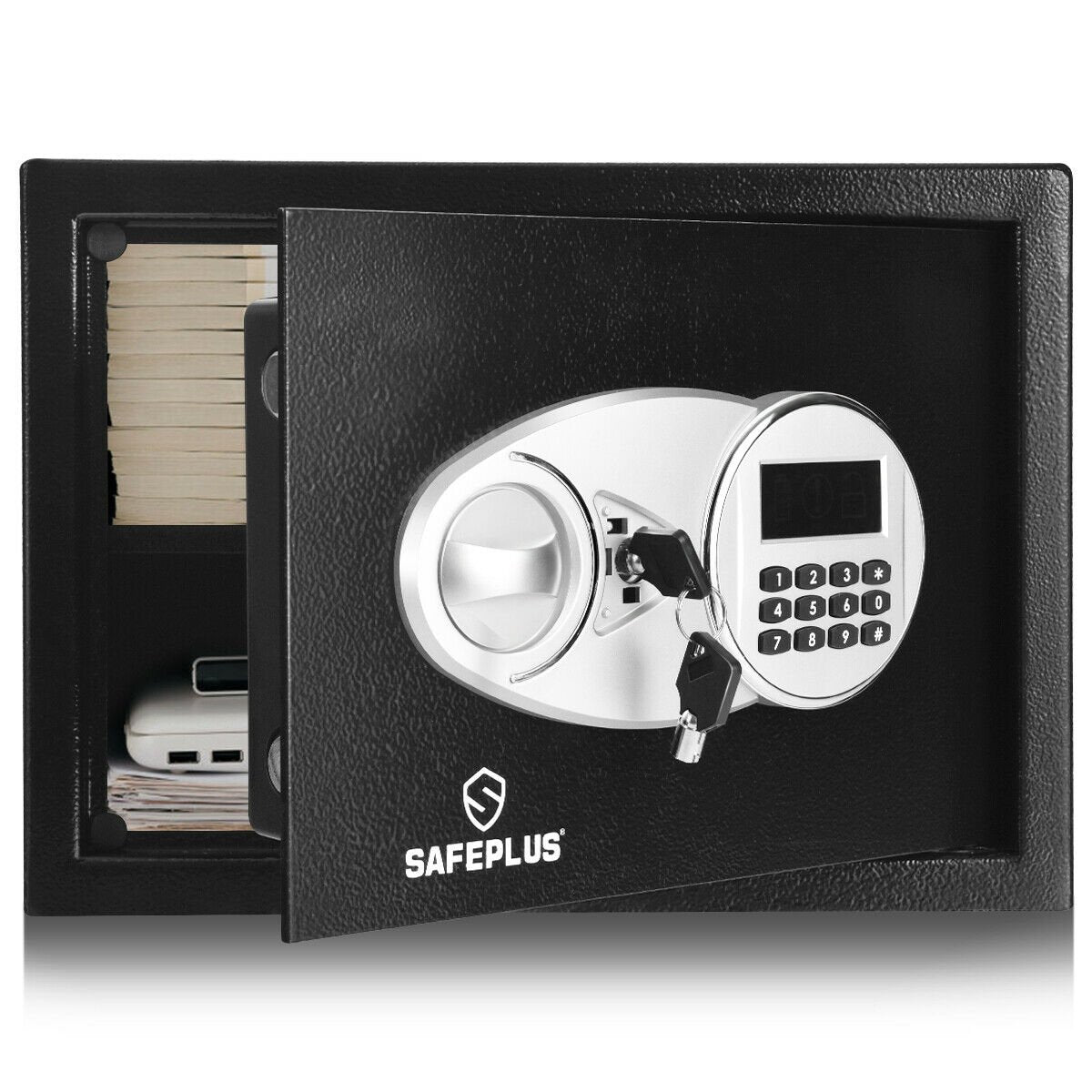 2-Layer Safe Deposit Box with Digital Keypad, Black Safe Box   at Gallery Canada