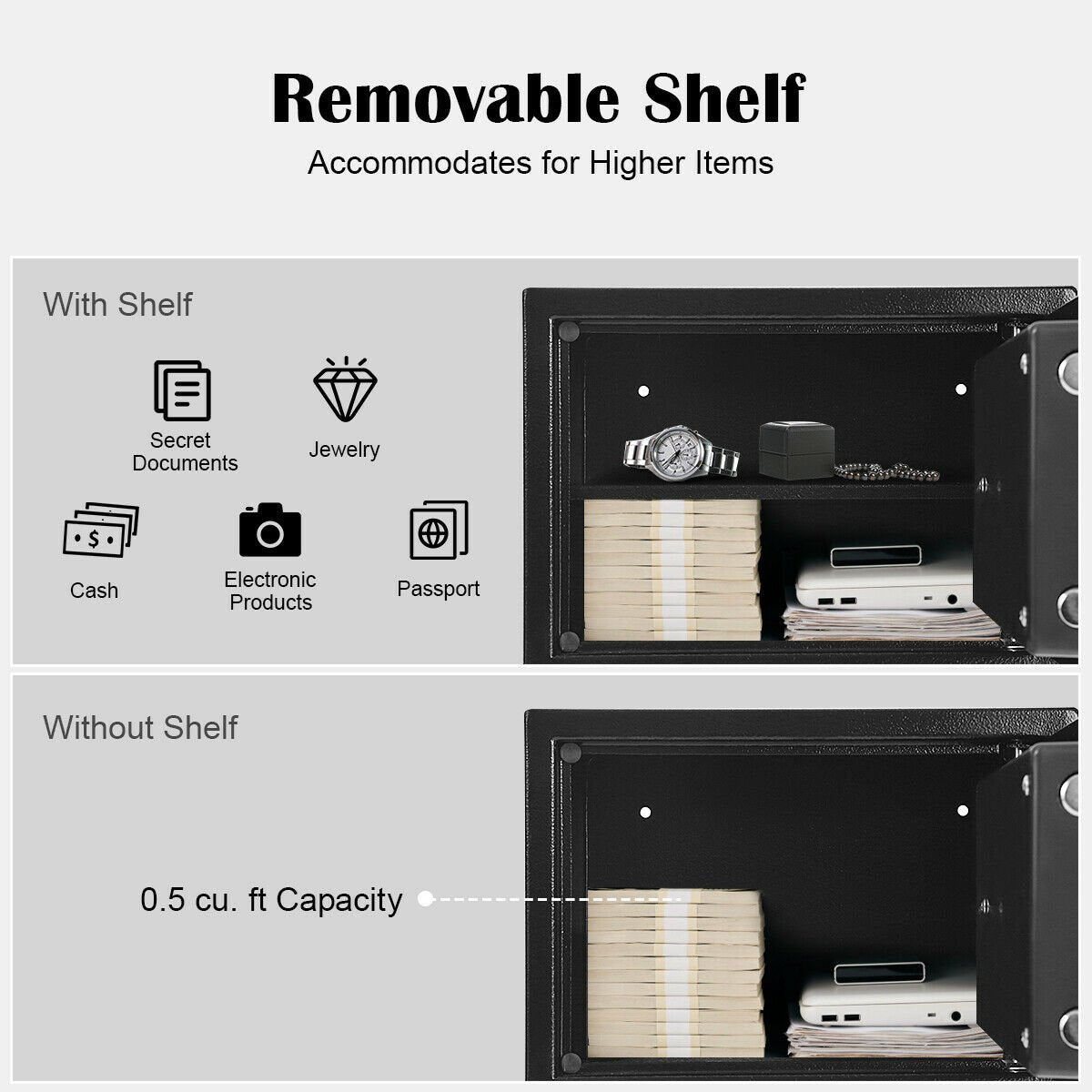 2-Layer Safe Deposit Box with Digital Keypad, Black Safe Box   at Gallery Canada