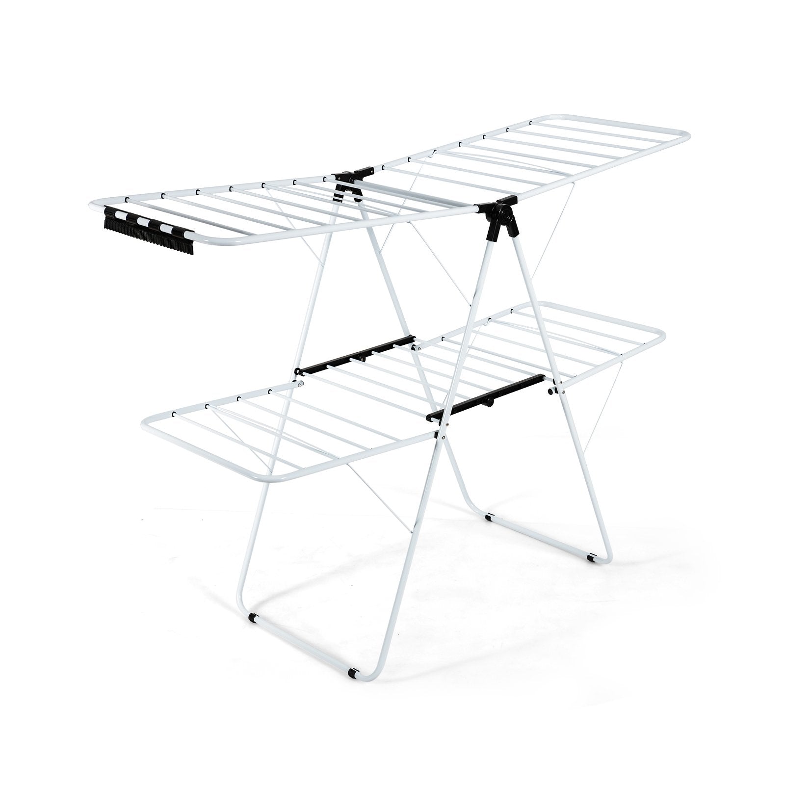 2-Level Foldable Clothes Drying Rack with Adjustable Gullwing, White Drying Racks   at Gallery Canada