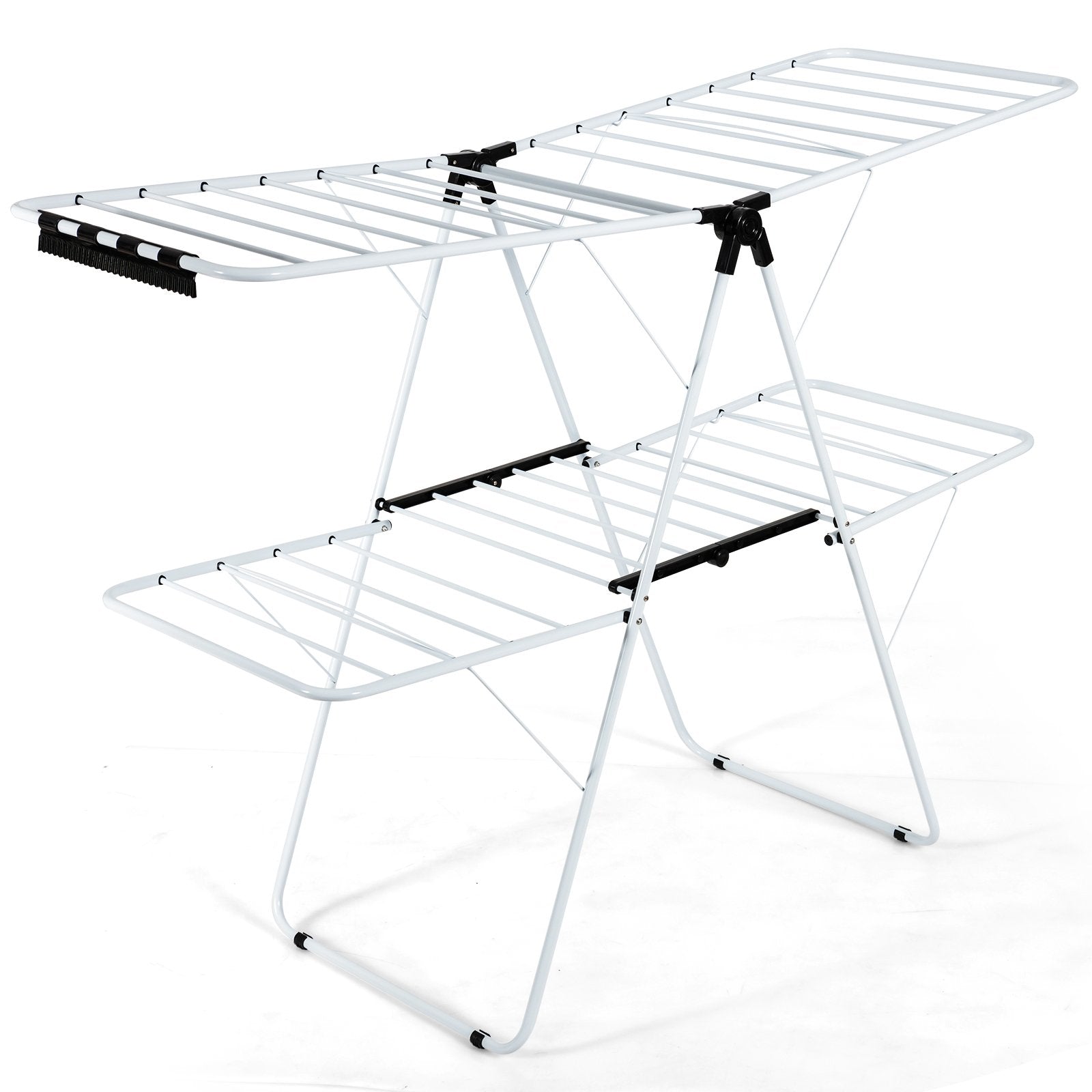 2-Level Foldable Clothes Drying Rack with Adjustable Gullwing, White Drying Racks   at Gallery Canada