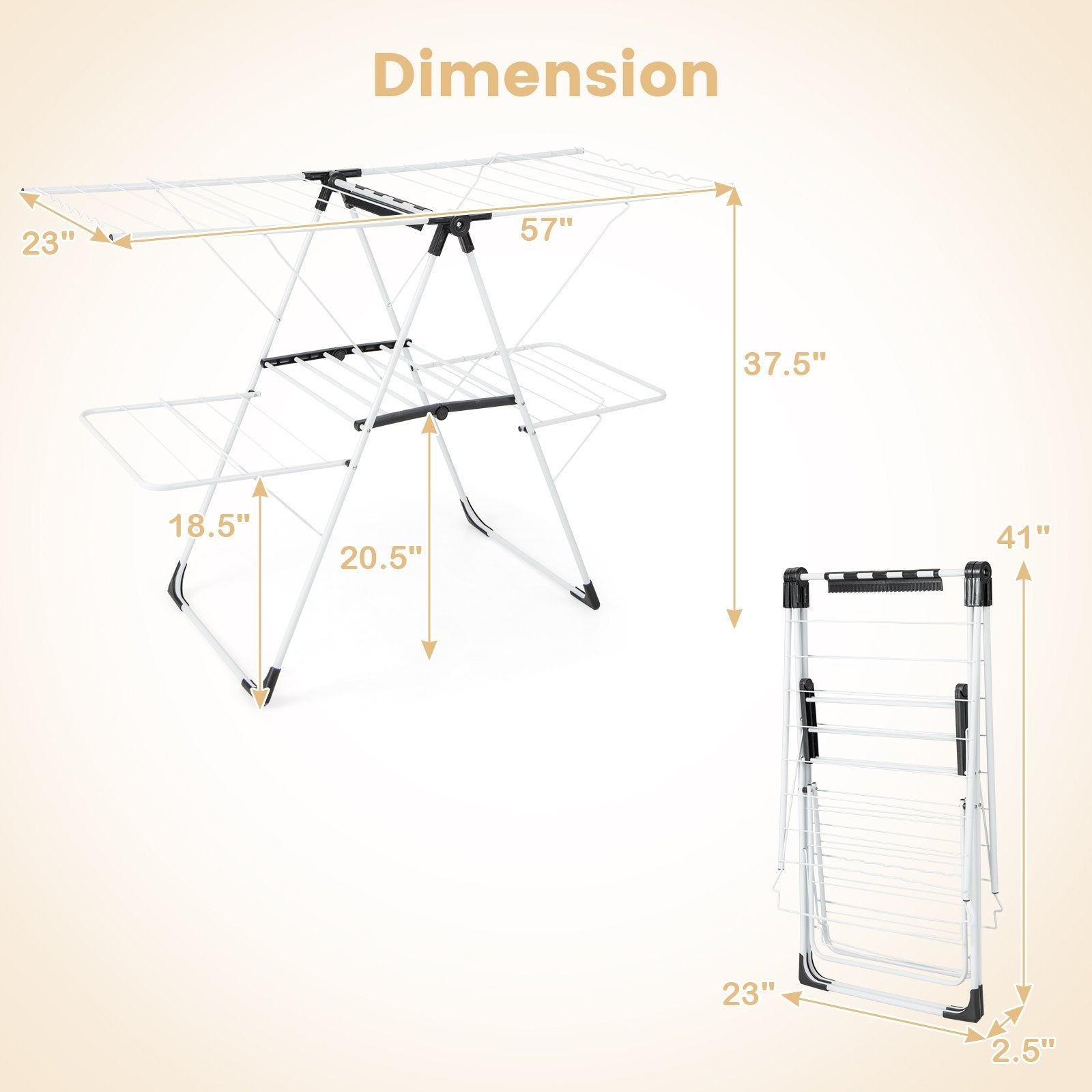 2-level Laundry Drying Rack with Height Adjustable Wings, White Drying Racks   at Gallery Canada