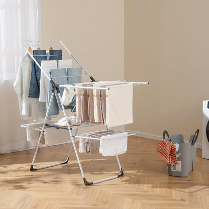 2-level Laundry Drying Rack with Height Adjustable Wings, White Drying Racks   at Gallery Canada