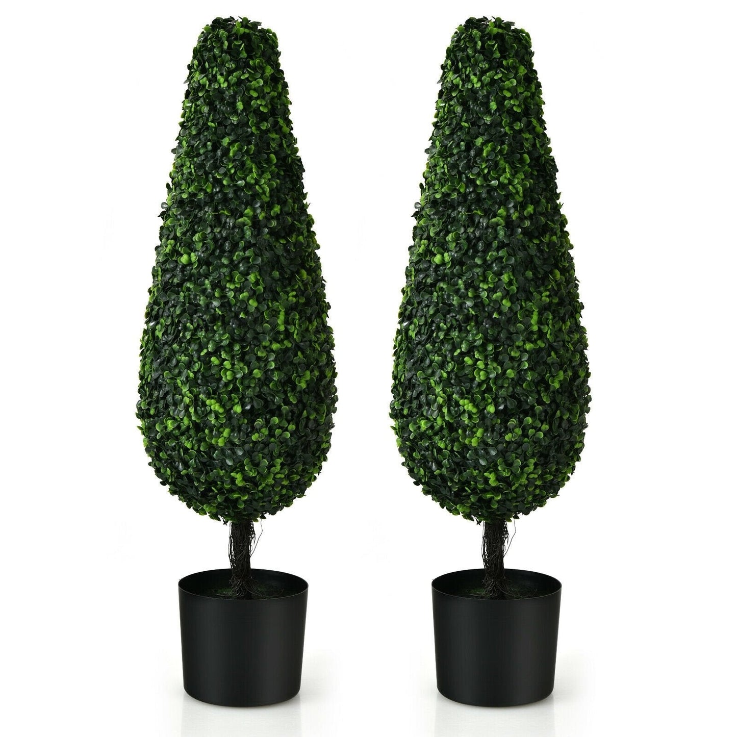 2 Pack 3 Feet Artificial Tower UV Resistant Indoor Outdoor Topiary Tree, Green Faux Plants   at Gallery Canada