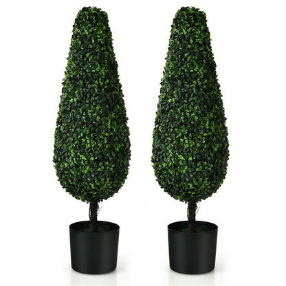 2 Pack 3 Feet Artificial Tower UV Resistant Indoor Outdoor Topiary Tree, Green Faux Plants   at Gallery Canada