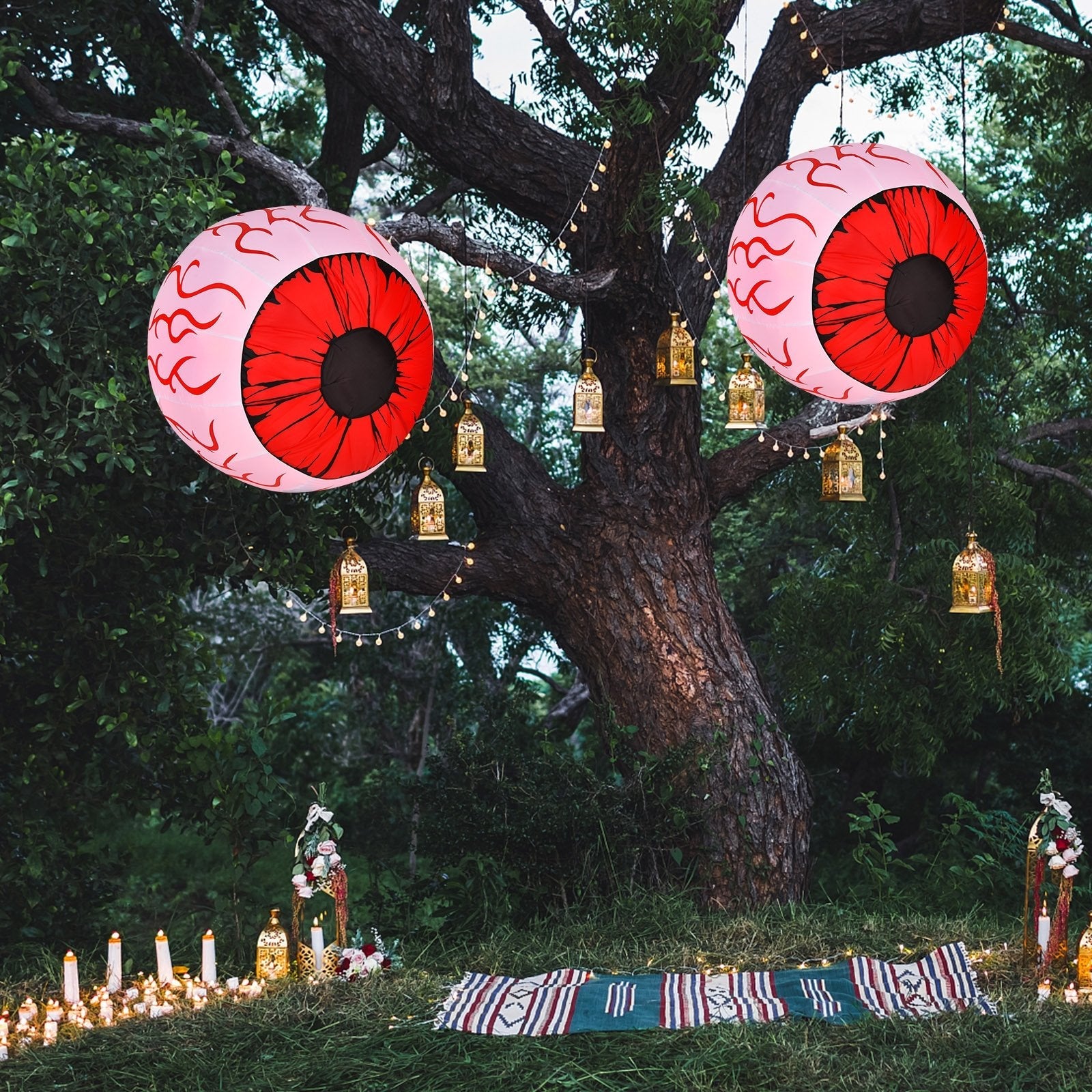 2 Pack 3 Feet Halloween Inflatable Eyeballs with Air Blower, Red Halloween   at Gallery Canada