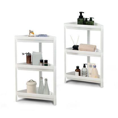 2 Pack 3-Tier Detachable Floor Corner Shower Shelf with Drainage Holes, White Kitchen Organization   at Gallery Canada