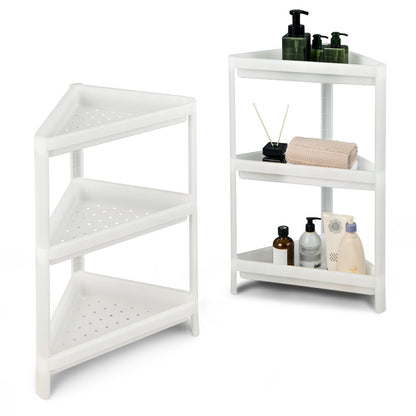 2 Pack 3-Tier Detachable Floor Corner Shower Shelf with Drainage Holes, White Kitchen Organization   at Gallery Canada