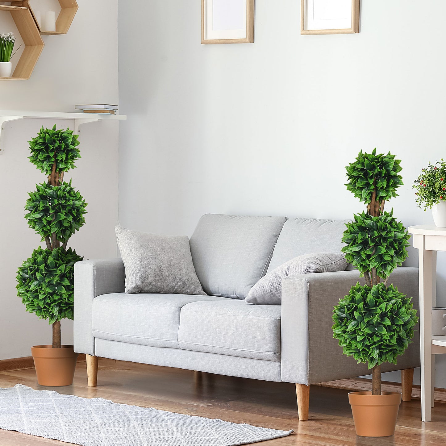 2 Pack 35.5" Artificial Trees, Boxwood Topiary Ball Trees with Pot for Indoor, Outdoor, Home Office, Living Room, Green Artificial Trees Green  at Gallery Canada