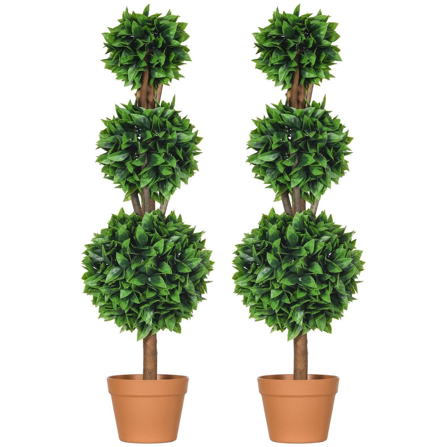 2 Pack 35.5" Artificial Trees, Boxwood Topiary Ball Trees with Pot for Indoor, Outdoor, Home Office, Living Room, Green Artificial Trees   at Gallery Canada