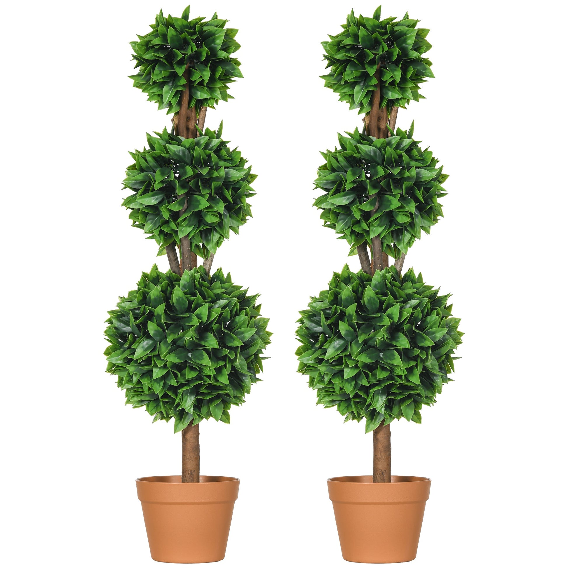 2 Pack 35.5" Artificial Trees, Boxwood Topiary Ball Trees with Pot for Indoor, Outdoor, Home Office, Living Room, Green Artificial Trees   at Gallery Canada