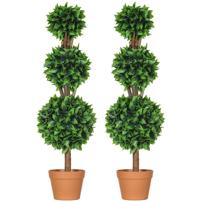 2 Pack 35.5" Artificial Trees, Boxwood Topiary Ball Trees with Pot for Indoor, Outdoor, Home Office, Living Room, Green Artificial Trees   at Gallery Canada