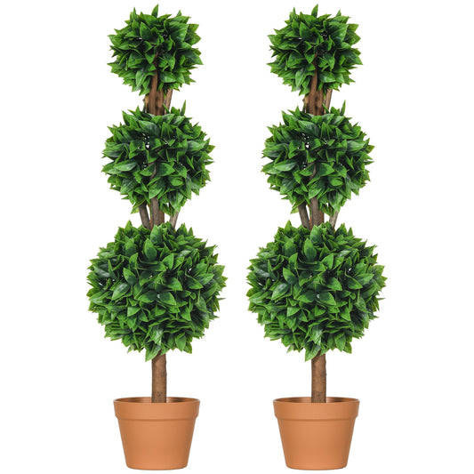 2 Pack 35.5" Artificial Trees, Boxwood Topiary Ball Trees with Pot for Indoor, Outdoor, Home Office, Living Room, Green Artificial Trees   at Gallery Canada