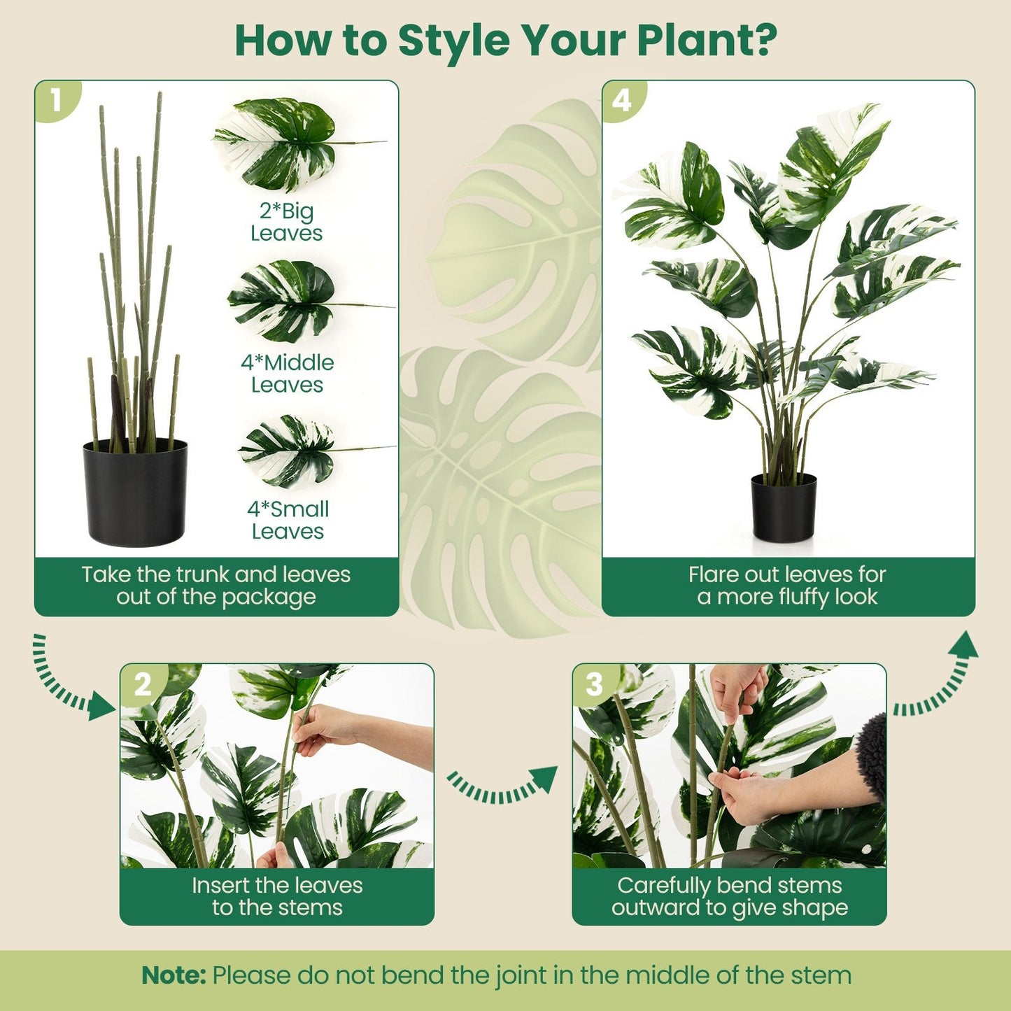 2 Pack 4 Feet Artificial Monstera Deliciosa Plants for Home Office, Green Faux Plants   at Gallery Canada