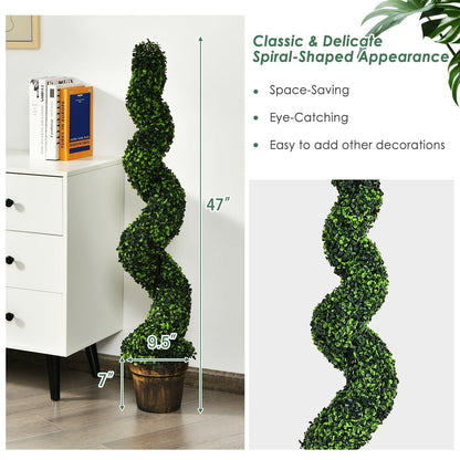 2 Pack 4 Feet Artificial Spiral Boxwood Topiary Indoor Outdoor Decor, Green Faux Plants   at Gallery Canada