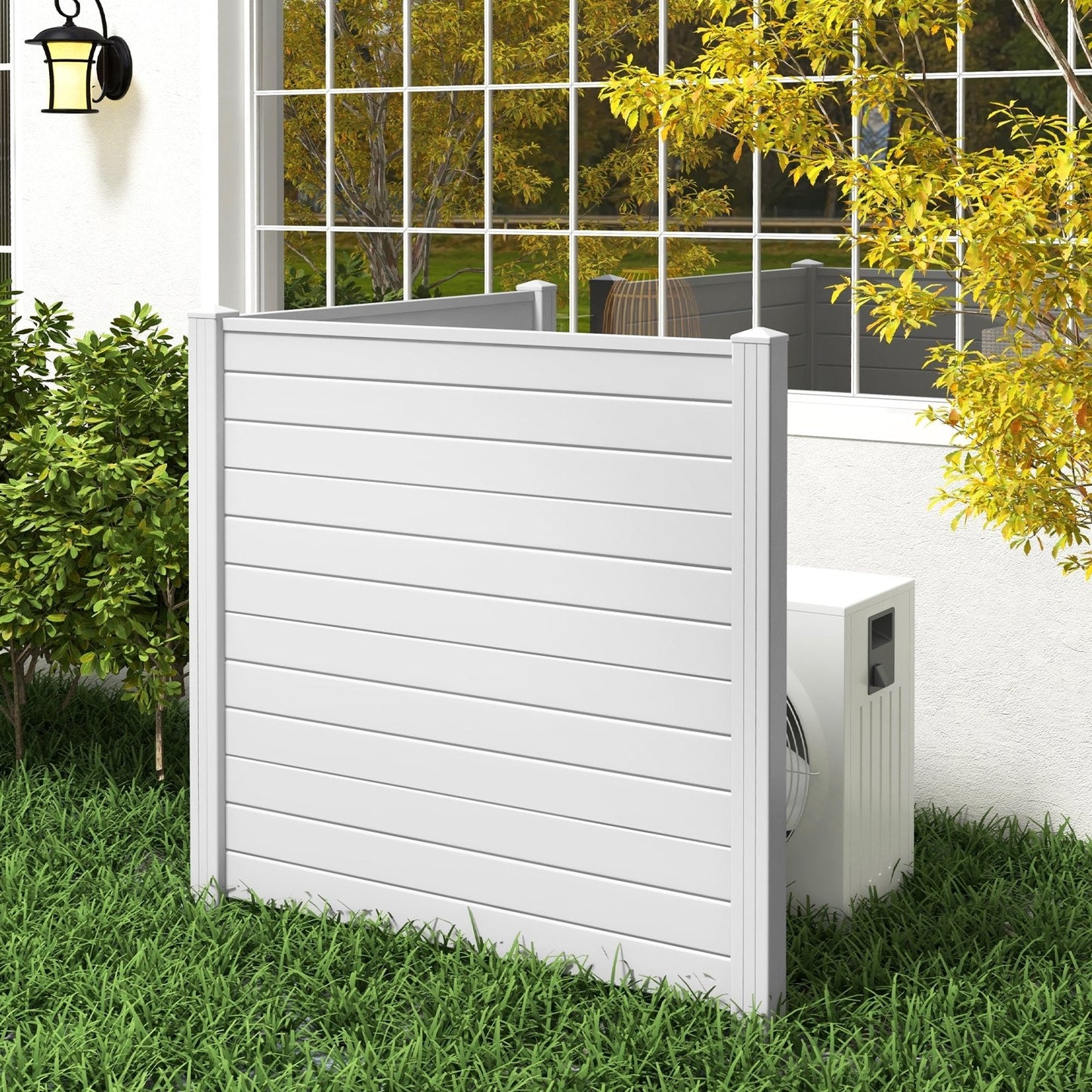 2 Pack 48 Inches L x 49 Inches H Air Conditioner Fences with Sturdy Metal Ground Stakes, White Decorative Fencing & Flooring   at Gallery Canada