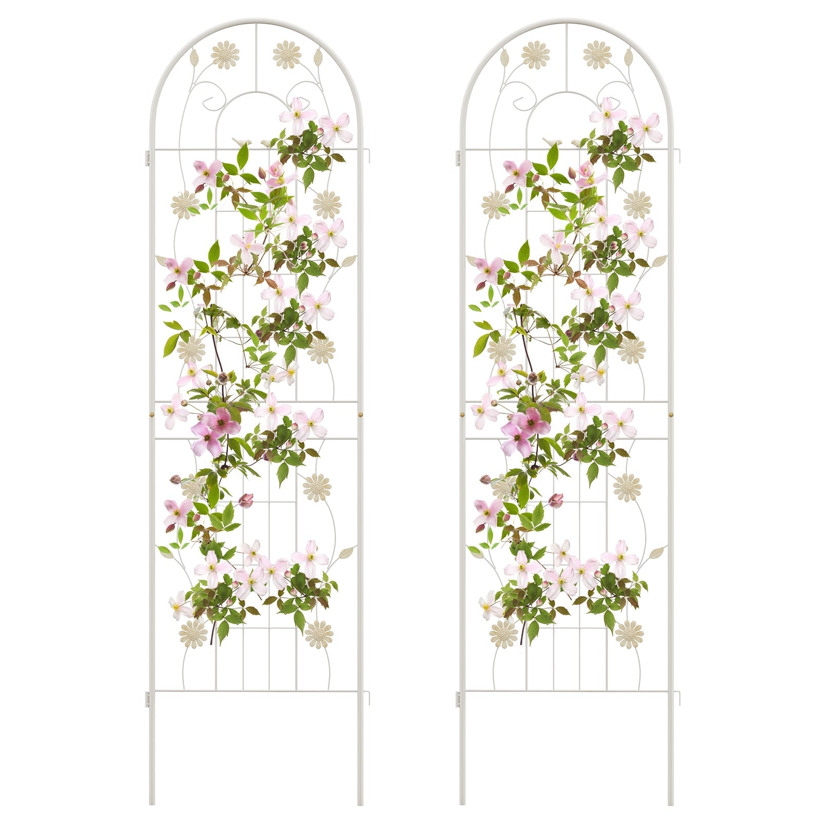 2 Pack 71 x 20 Inch Metal Garden Trellis Rustproof Plant Support for Climbing Plants, White Decorative Fencing & Flooring White  at Gallery Canada