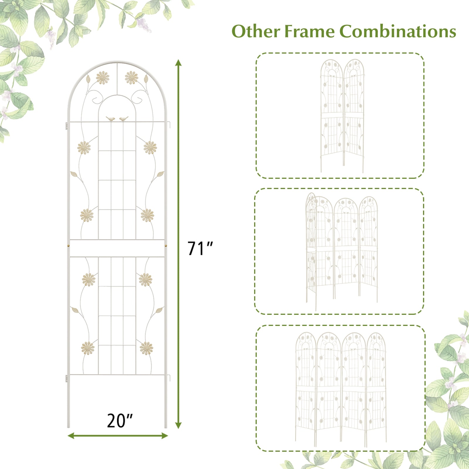 2 Pack 71 x 20 Inch Metal Garden Trellis Rustproof Plant Support for Climbing Plants, White Decorative Fencing & Flooring   at Gallery Canada