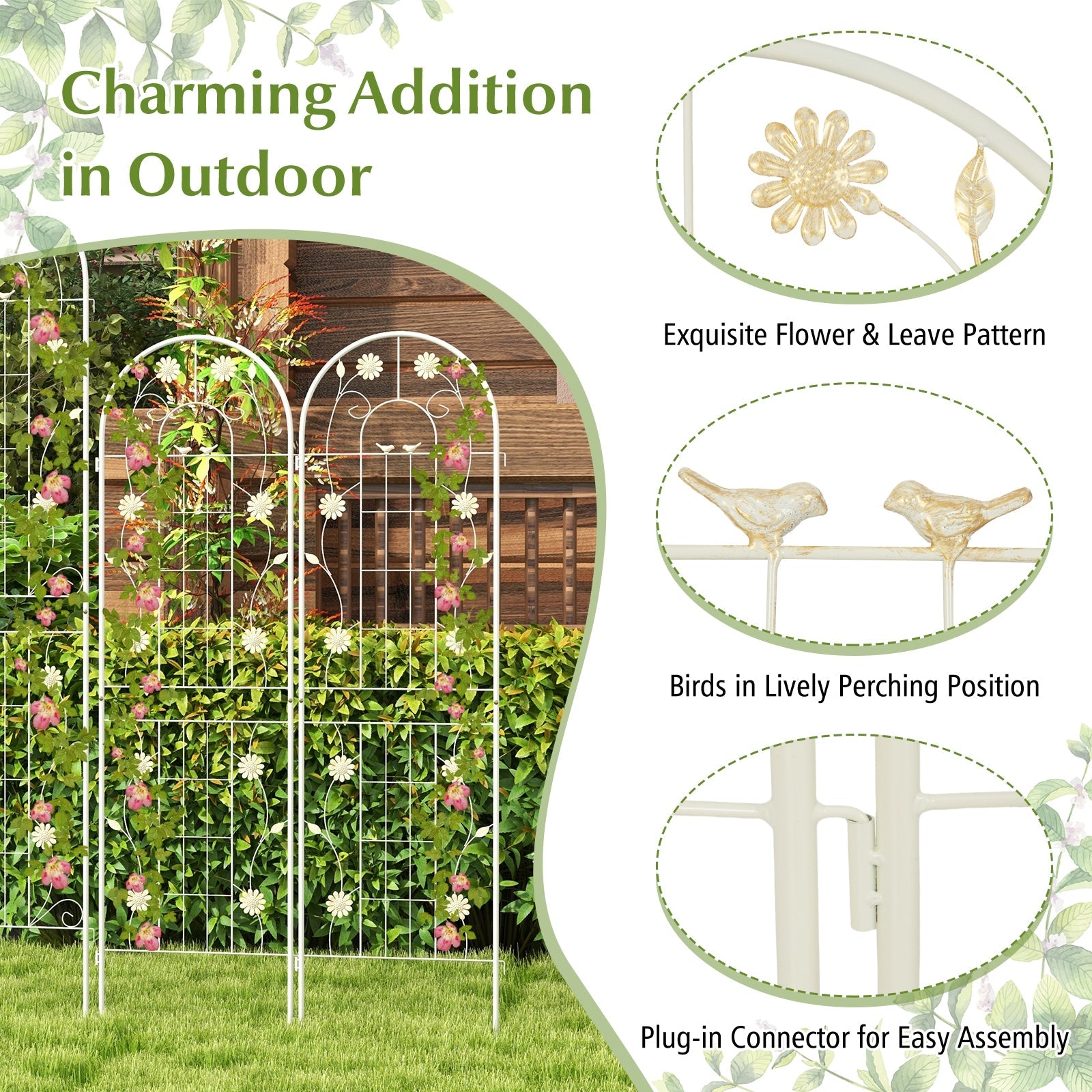 2 Pack 71 x 20 Inch Metal Garden Trellis Rustproof Plant Support for Climbing Plants, White Decorative Fencing & Flooring   at Gallery Canada