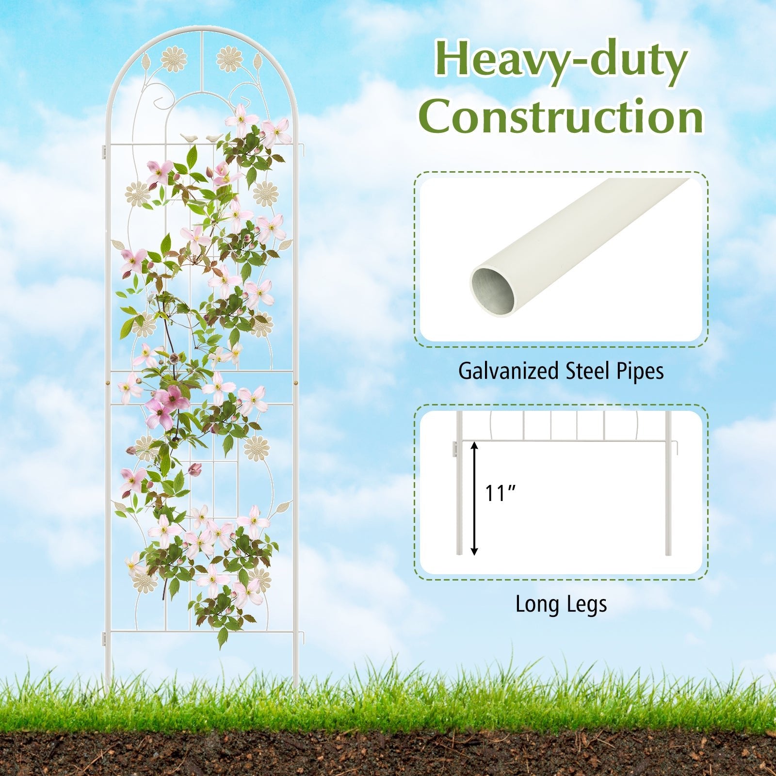 2 Pack 86.5 x 20 Inches Metal Garden Trellis for Climbing Plants, White Decorative Fencing & Flooring   at Gallery Canada